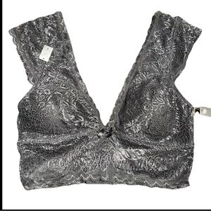 Sophie b Bra Invisiable Edge Removable Pad Gray Lace  women’s size New With Tags